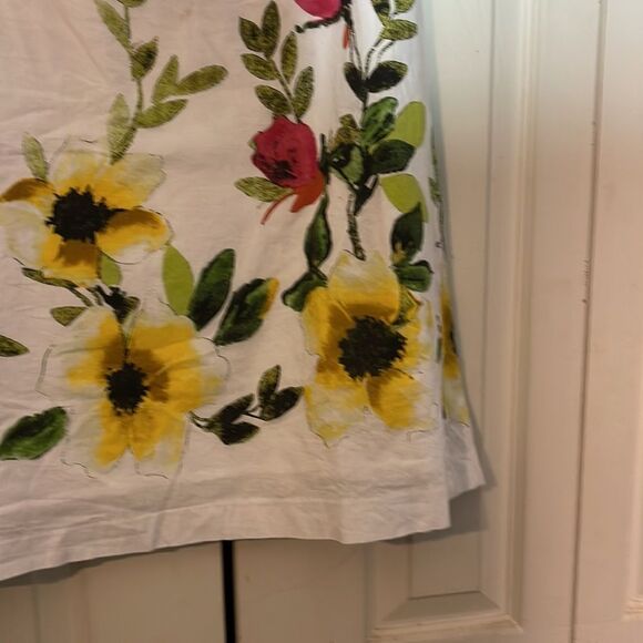 Orvis Vintage 1990s Y2K Retro Style A Line White Floral Cotton Skirt XS - Picture 8 of 15